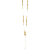 14k Polished Cross and Miraculous Medal Diamond-cut Beaded 16.75 inch Rosary Necklace with 2 inch Extender